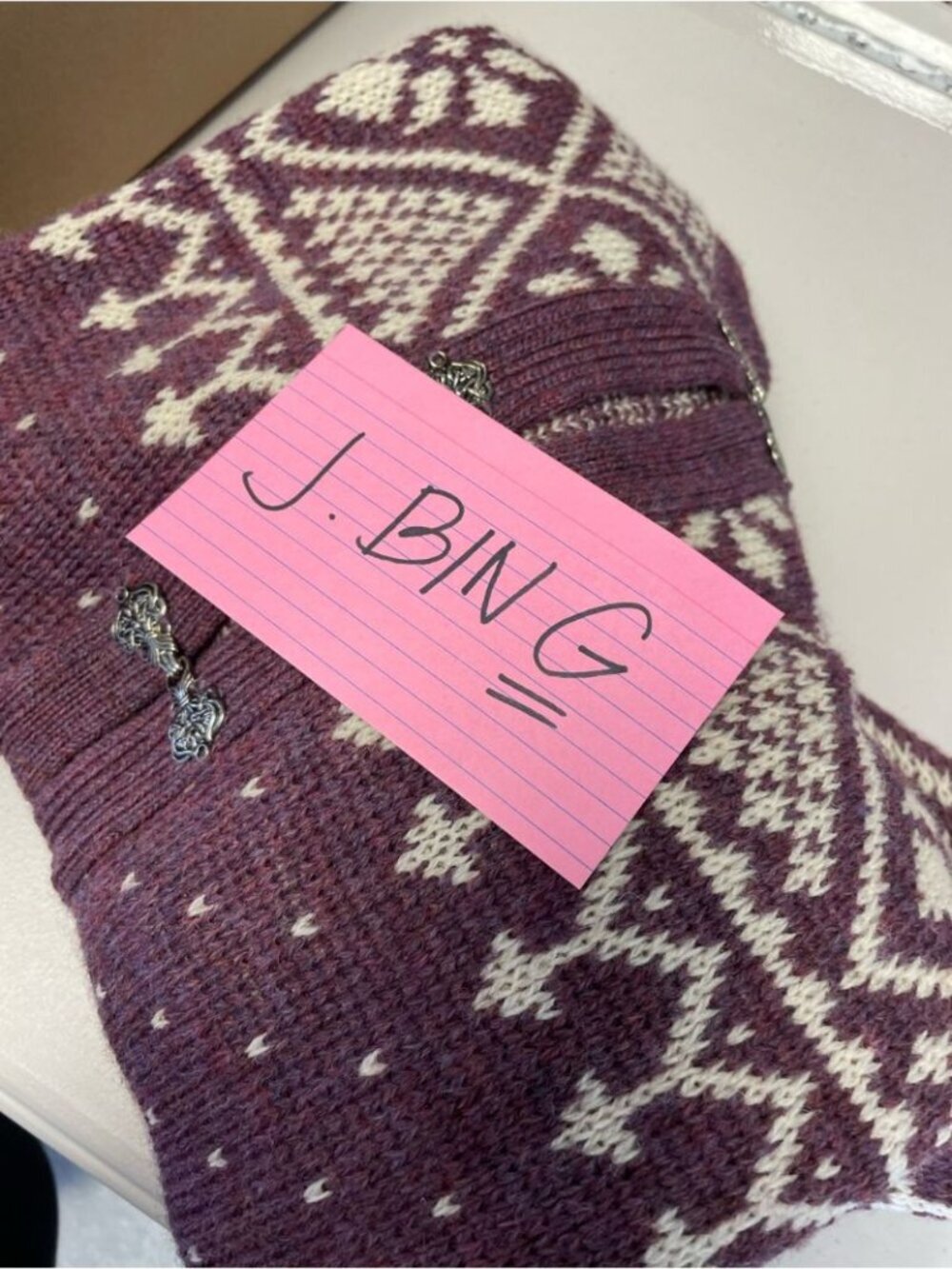 James Pringle Weavers Wool Cardigan Purple Nordic Fair Isle Cottagecore Medium - Picture 15 of 15